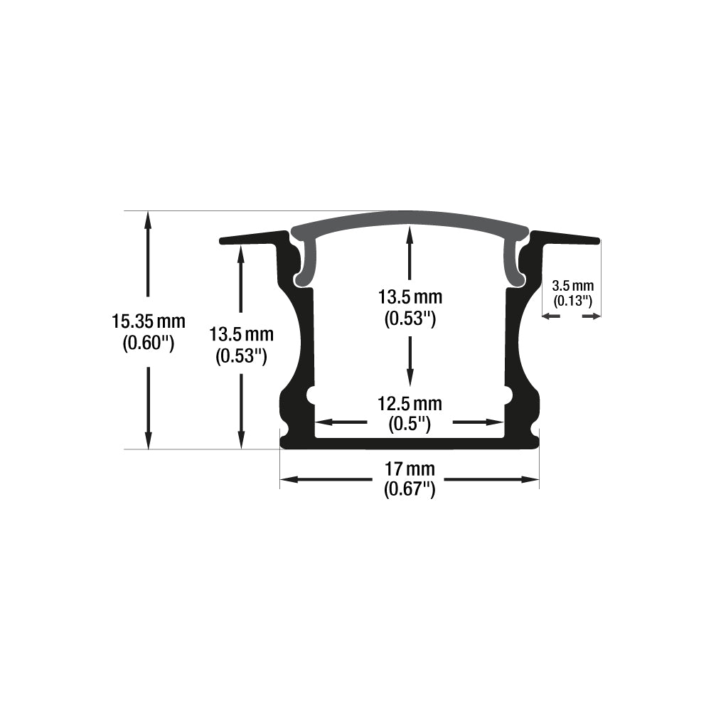 VBD-CH-RF1B Black Recessed LED Aluminum Channel