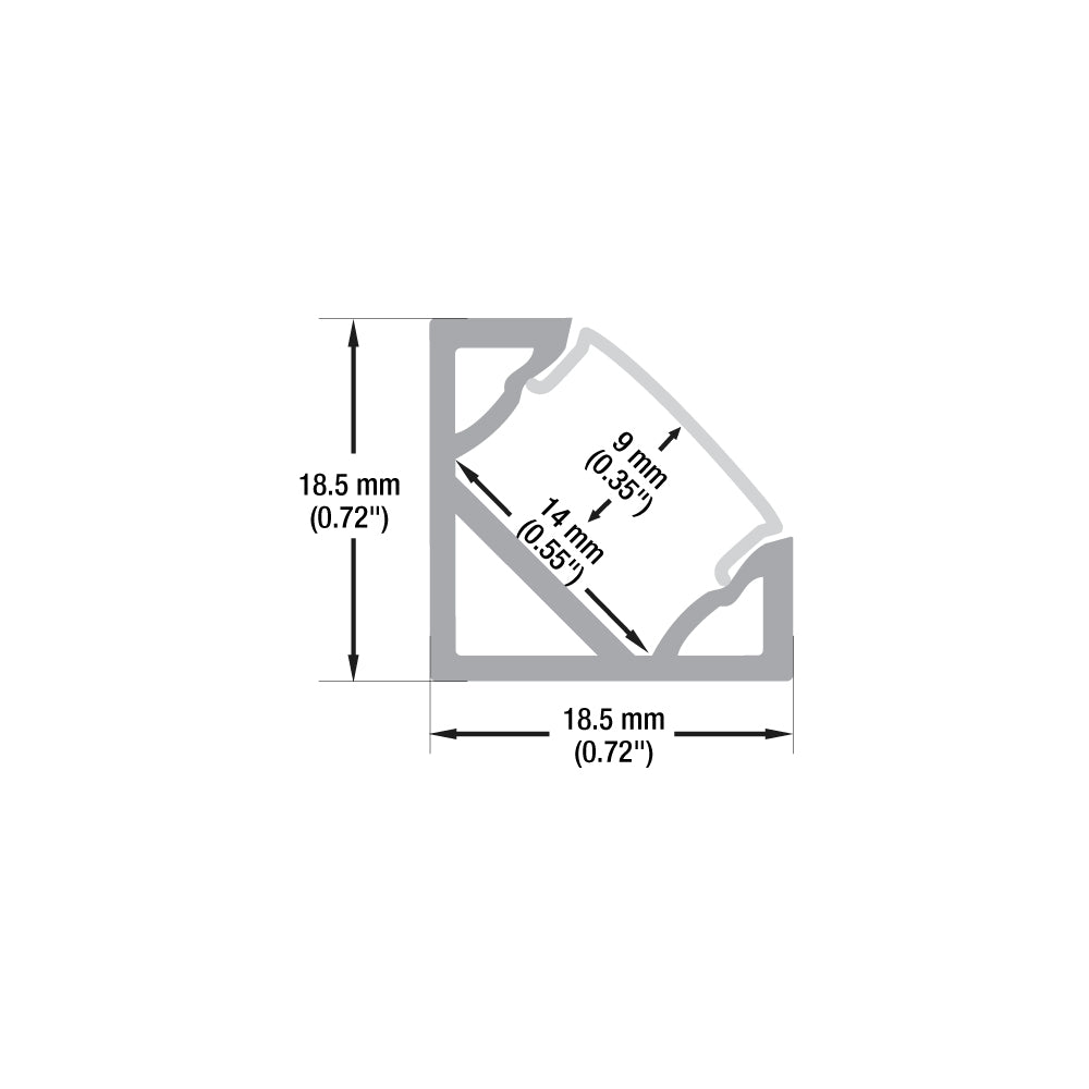 VBD-CH-C2 Corner Mount LED Aluminum Channel