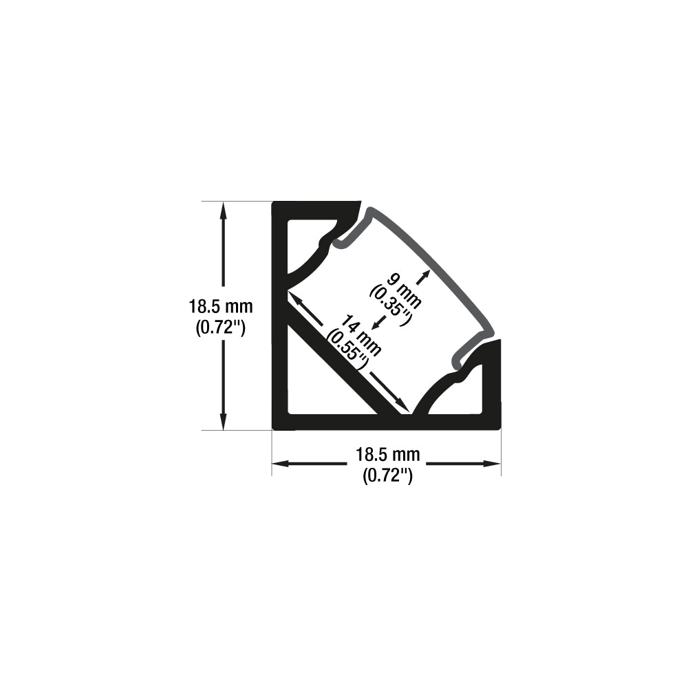 VBD-CH-C2B Black Corner Mount LED Aluminum Channel