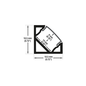 VBD-CH-C2B Black Corner Mount LED Aluminum Channel