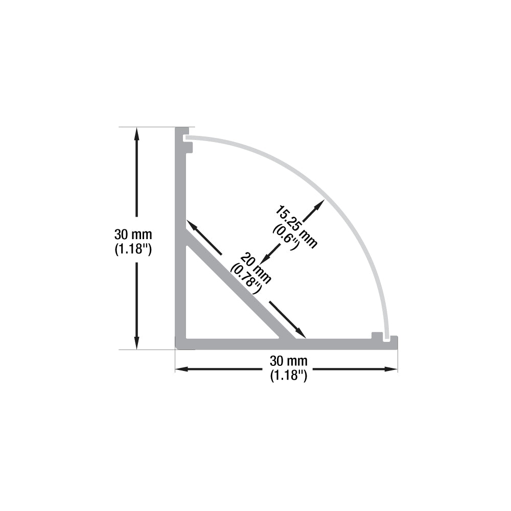 VBD-CH-C3 Corner Mount Curve LED Aluminum Channel