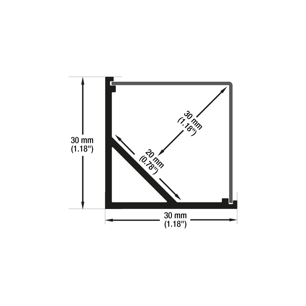 VBD-CH-C4B Black Corner Mount Square LED Aluminum Channel