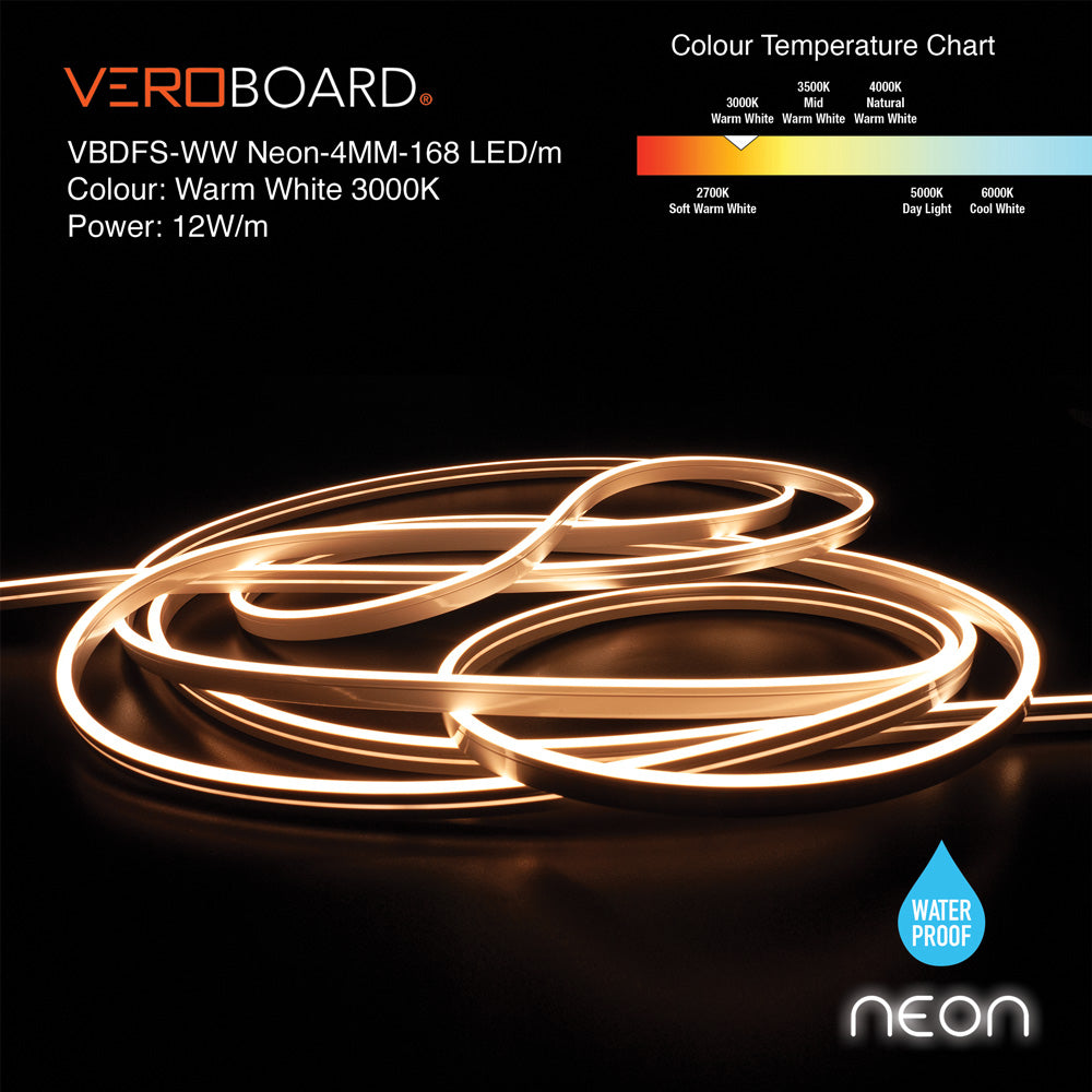 VBDFS-WW Neon-4MM-168 LED/m Flexible Neon LED Strip (5 Meter Roll/ 16.4ft)