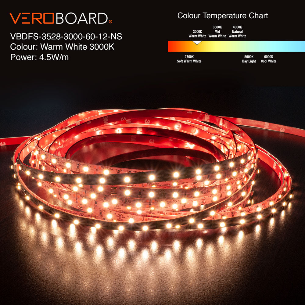 VBDFS-3528-xxxx-60-12-NS 480Lm/m(146Lm/ft) 4.5W/m(1.5W/ft) CCT(2.7K, 3K, 3.5K, 4K, 5K)
