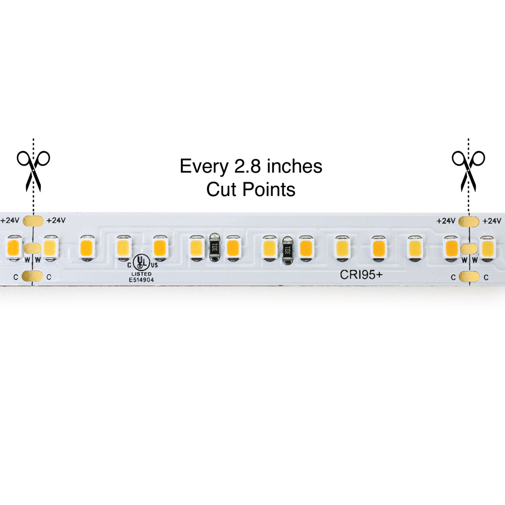 VBDFS-2835-CW&WW-168-24-NS Hybrid Adjustable Color Temperature LED Strip, 15W/m(5W/ft)
