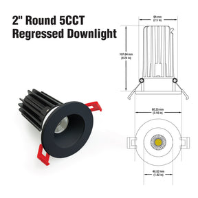 LED-2-S12W-5CCTWH, 2 inch Regressed Ceiling Light