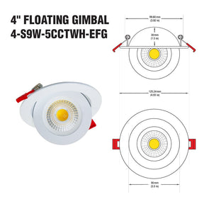 4 inch Round Floating Gimbal LED-4-S9W-5CCTWH-EFG, Veroboard