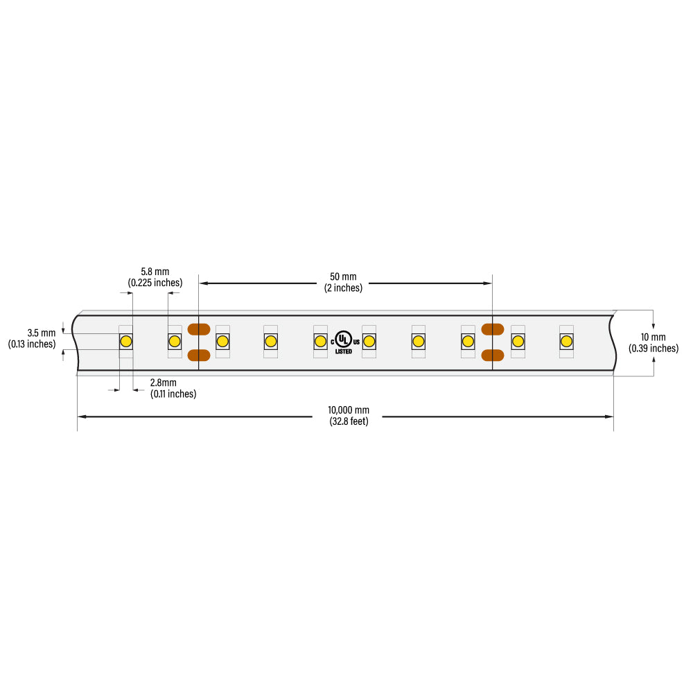 VBDFS-3528-5000-120-24-WP Waterproof LED Strip, 840Lm/m (256Lm/ft) 9.6W/m(3W/ft)  CCT(5K)
