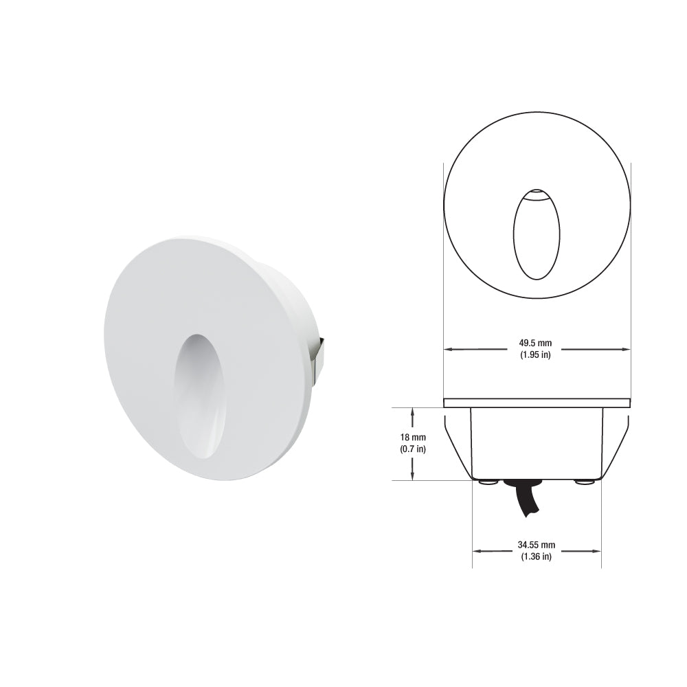 VBD-RD25-1W-3K-WH Round LED Step Lights