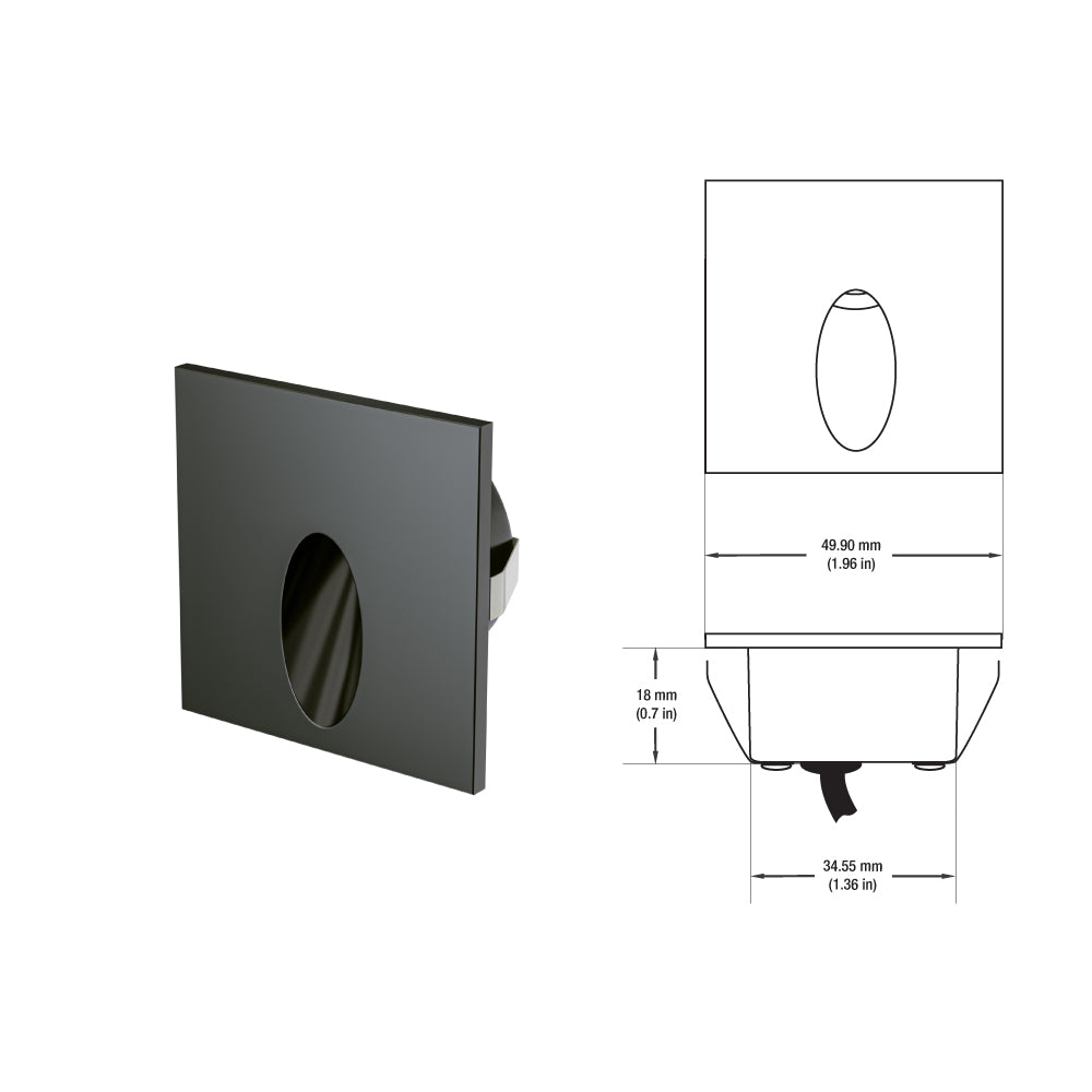 VBD-SQ25-1W-3K-BK Square LED Step Lights