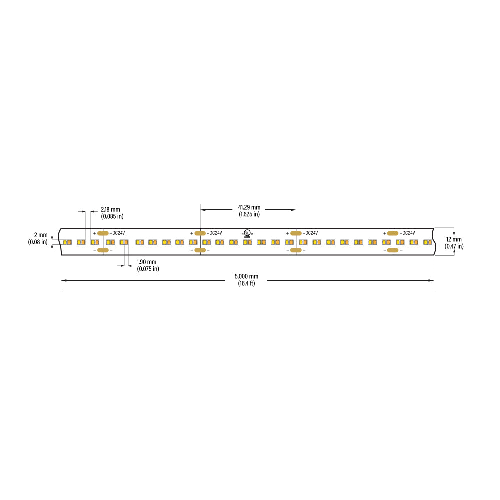 VBDFS-2216-CW&WW-336-24-NS Dim to Warm LED Strip, 15.3W/m(5W/ft)