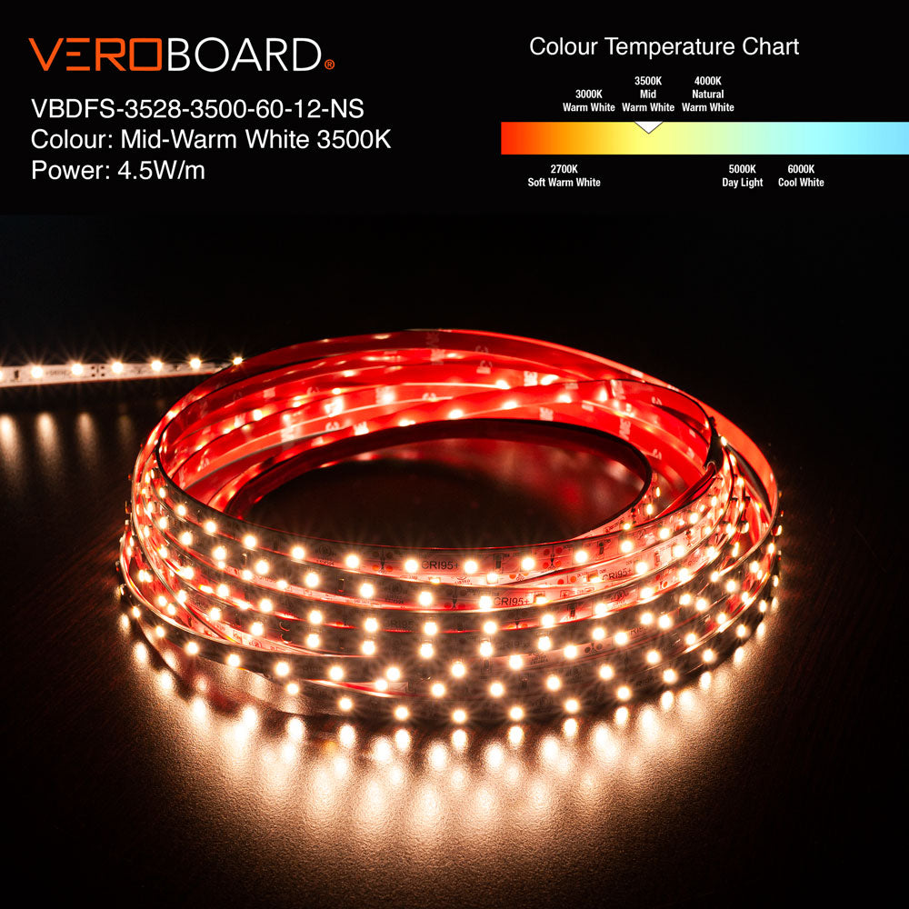 VBDFS-3528-xxxx-60-12-NS 480Lm/m(146Lm/ft) 4.5W/m(1.5W/ft) CCT(2.7K, 3K, 3.5K, 4K, 5K)