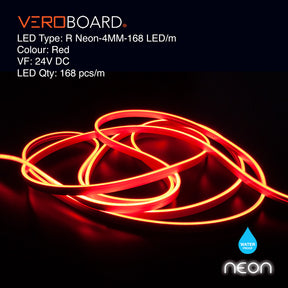 VBDFS-R Neon-4MM-168 LED/m Flexible Neon Red LED Strip  (5 Meter Roll/ 16.4ft)