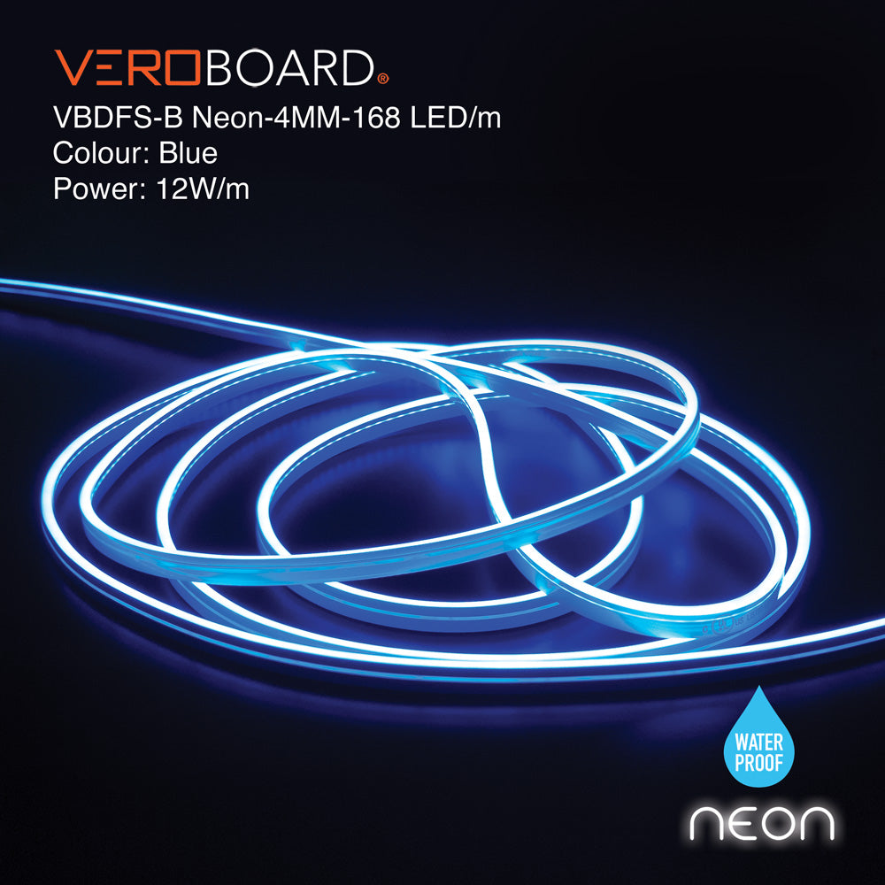 VBDFS-B Neon-4MM-168 LED/m Flexible Neon Blue LED Strip (5 Meter Roll/ 16.4ft)