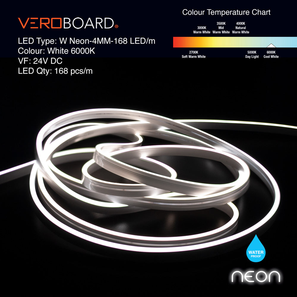 VBDFS-W Neon-4MM-168 LED/m Flexible Neon White LED Strip (5 Meter Roll/ 16.4ft)