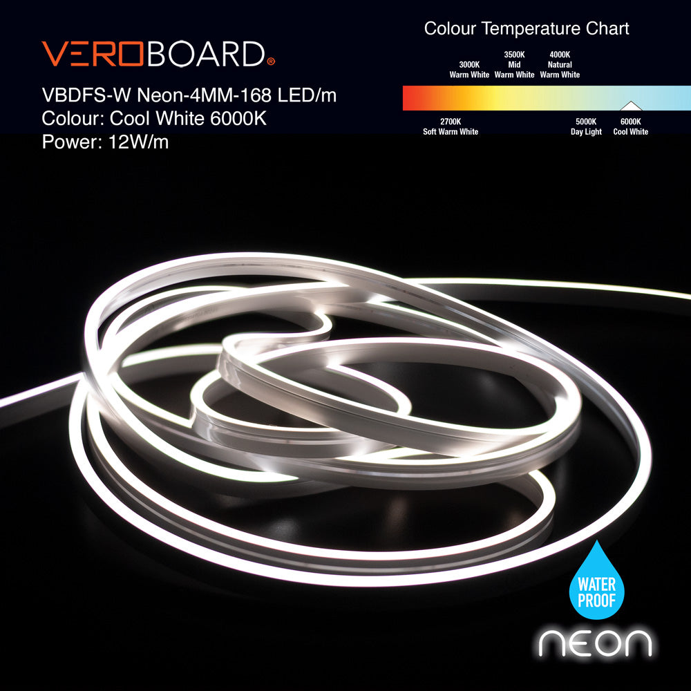 VBDFS-W Neon-4MM-168 LED/m Flexible Neon White LED Strip (5 Meter Roll/ 16.4ft)