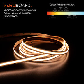 VBDFS-COB480W3-xxxx-24S 765Lm/m(233Lm/ft) 9W/m(3W/ft) CCT(2.7K, 3K, 3.5K, 4K, 5K)