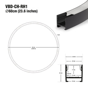 VBD-CH-RH1 Round Aluminum Channel 600mm(23.6in), Veroboard