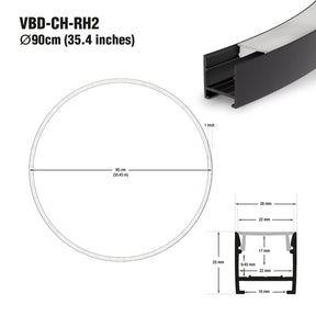 VBD-CH-RH2 Round Aluminum Channel 900mm(35.4in), Veroboard