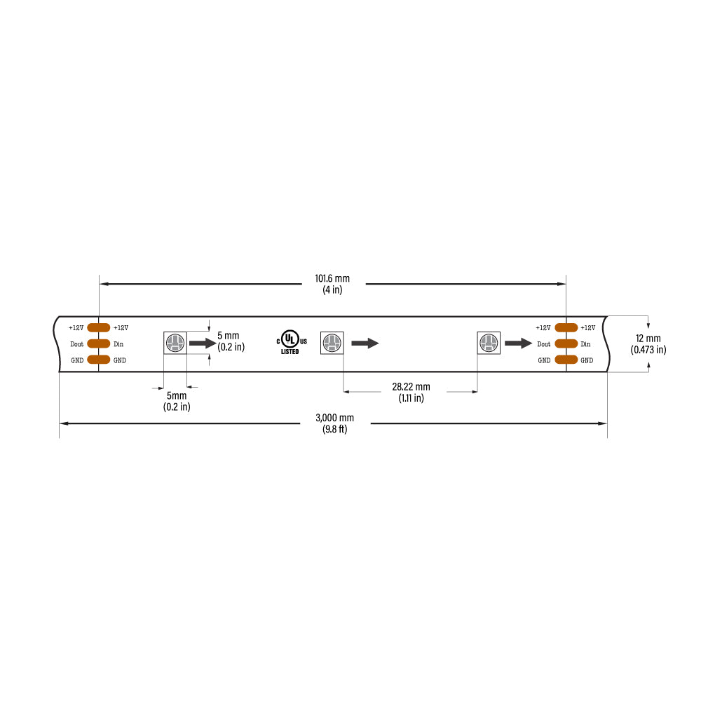 VBDFS-5050-RGBd-30-12-NS Addressable(WS2811) LED Strip, 6W/m(1.8W/ft) RGB