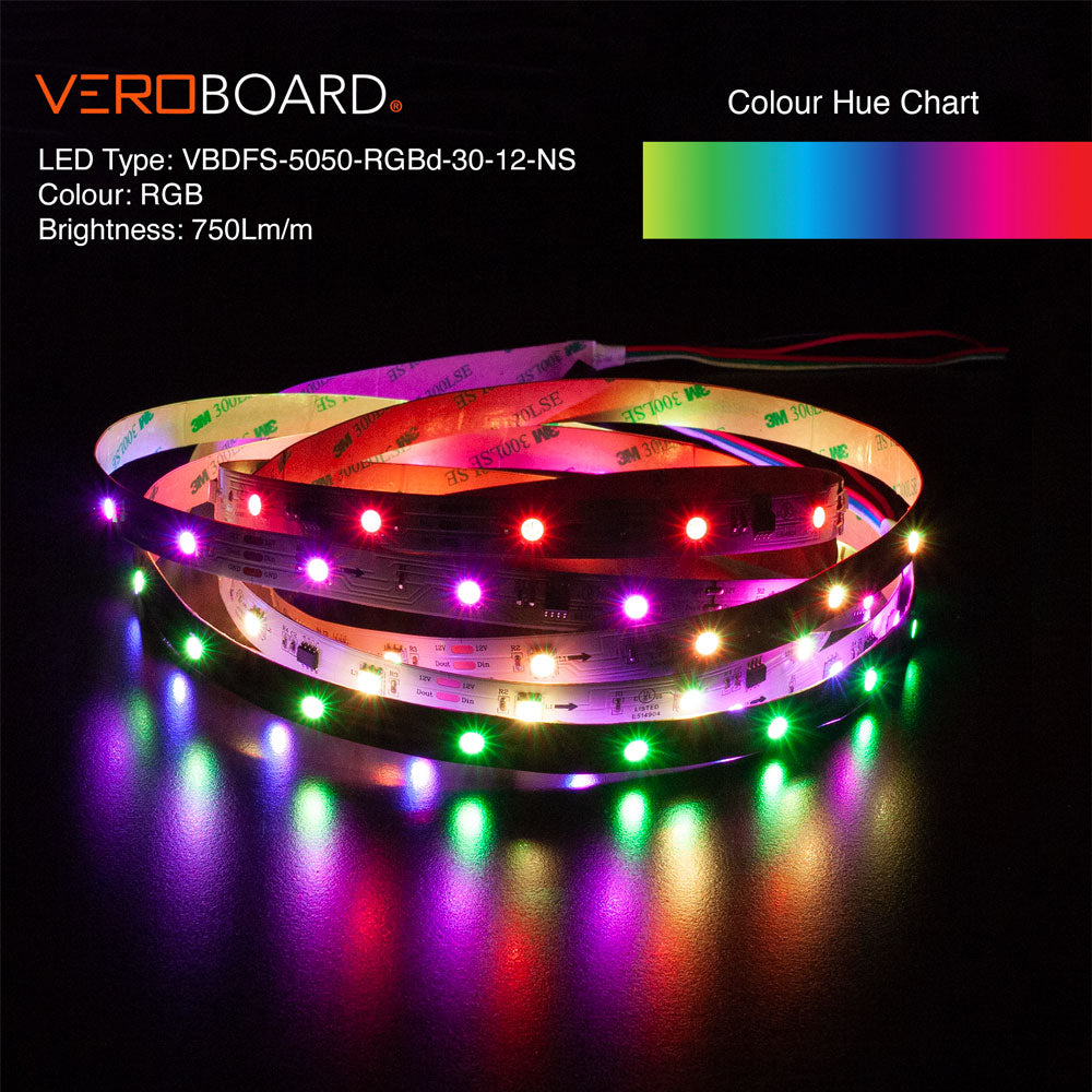 VBDFS-5050-RGBd-30-12-NS Addressable(WS2811) LED Strip, 6W/m(1.8W/ft) RGB