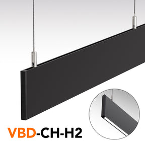 VBD-CH-H2 Narrow Black hanging LED Aluminum Channel 2.4Meters(94.4in) and 3Meters(118in) 