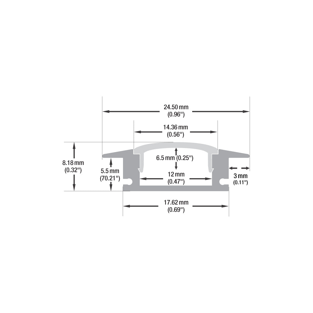 VBD-CH-RS5 Recessed LED Aluminum Channel