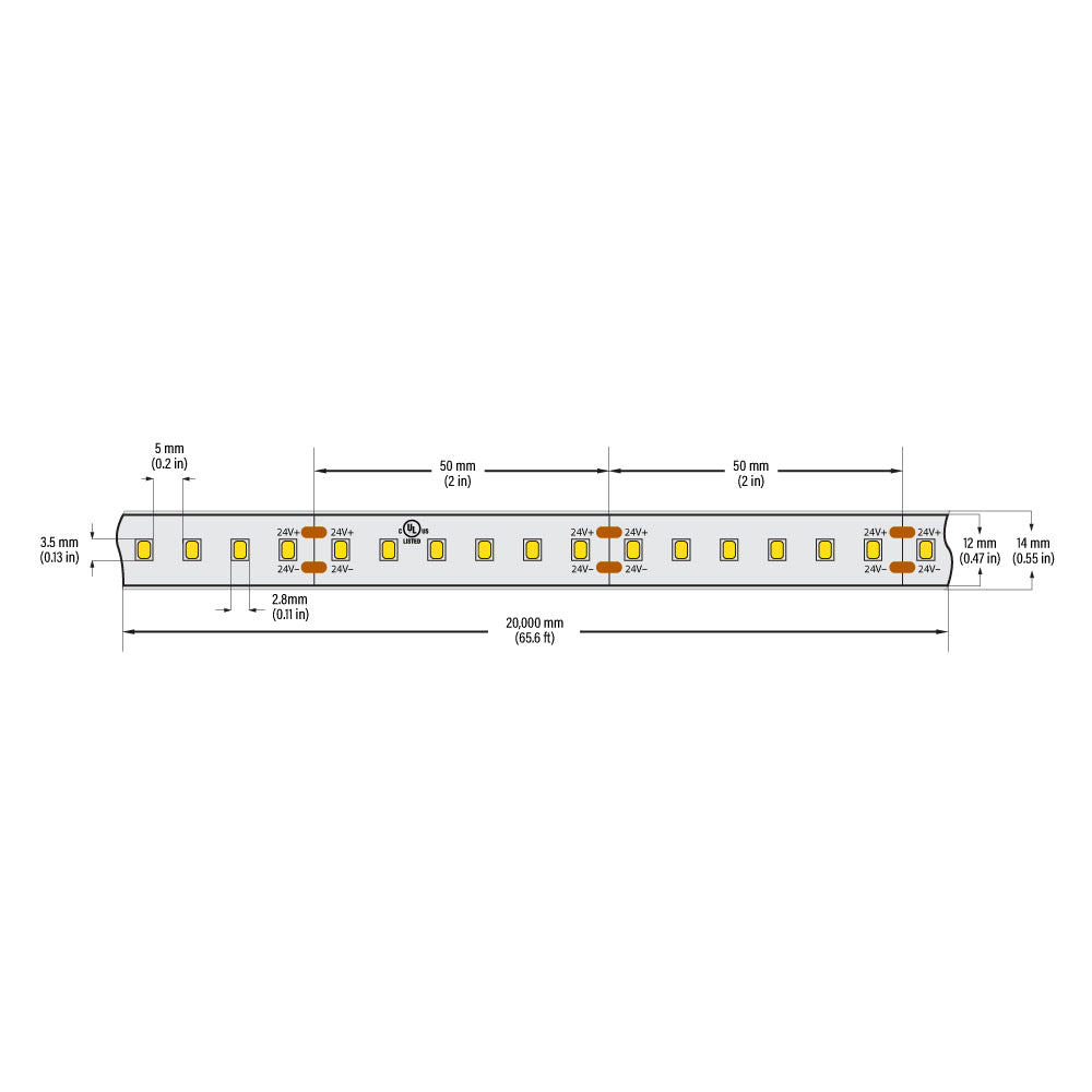 VBDFS-L2835-xxxx-120-24-WP Waterproof LED Strip, 980Lm/m (298Lm/ft) 10W/m(3W/ft) CCT(3K, 3.5K, 4K)