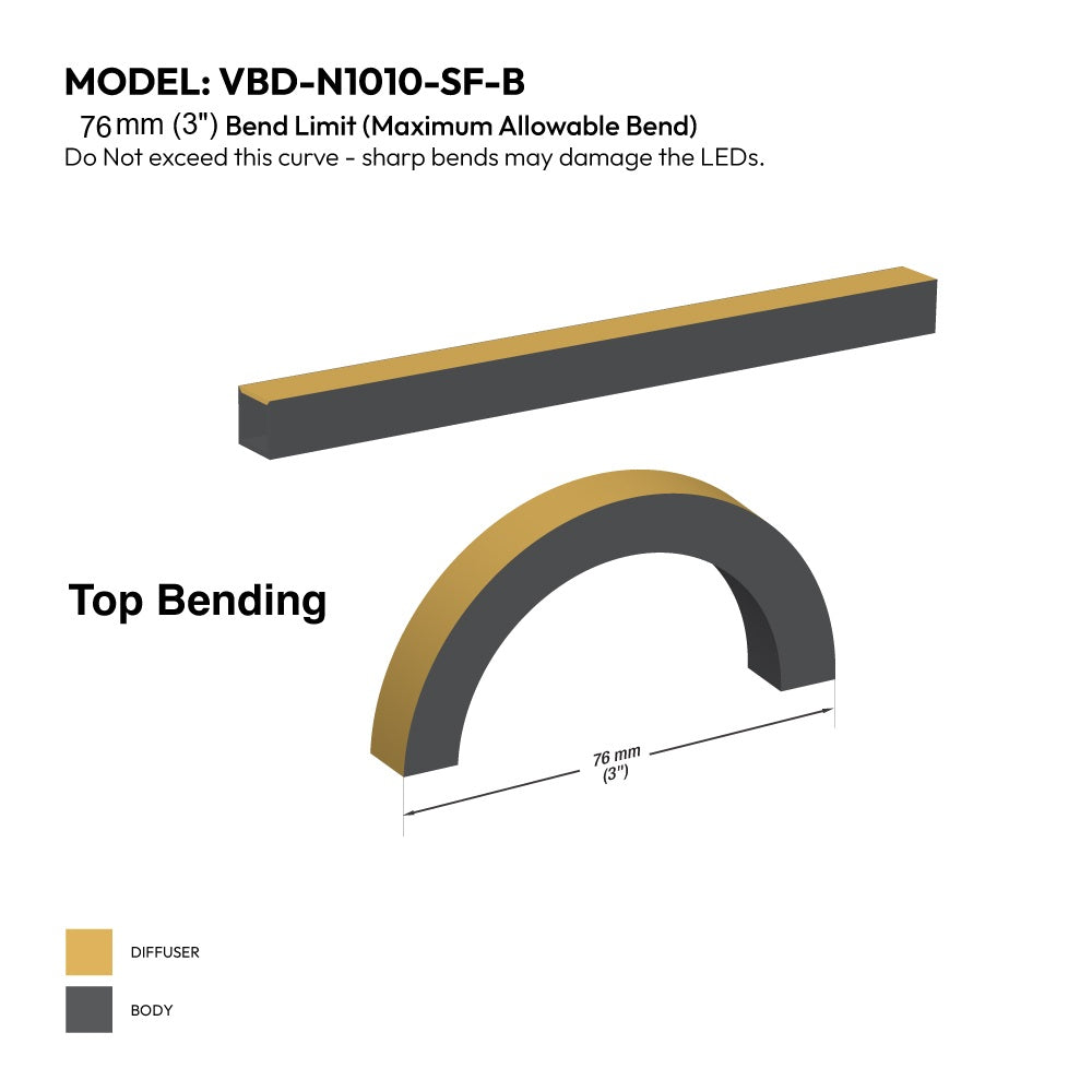 VBD-N1010-SF-B Black Silicone Flexible LED Neon channel