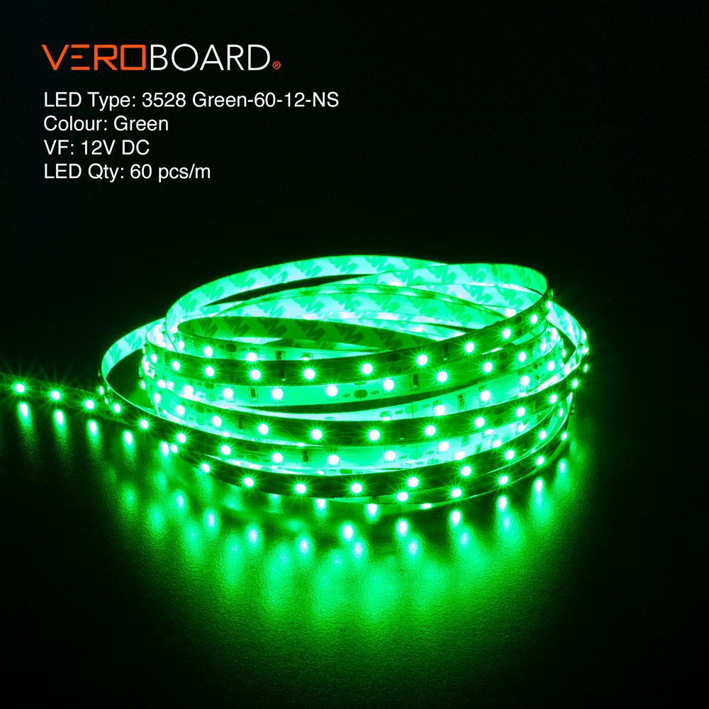VBDFS-3528-Green-60-12-NS 9W/m(3W/ft) 12V Green, veroboard