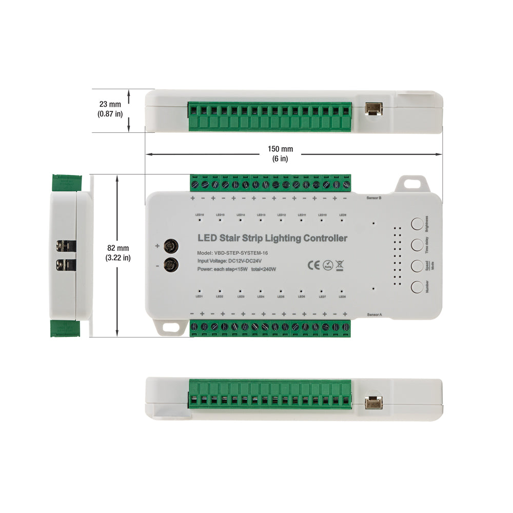 VBD-STEP-SYSTEM-16 Steps LED Light Controller with Dual PIR Motion Sensor