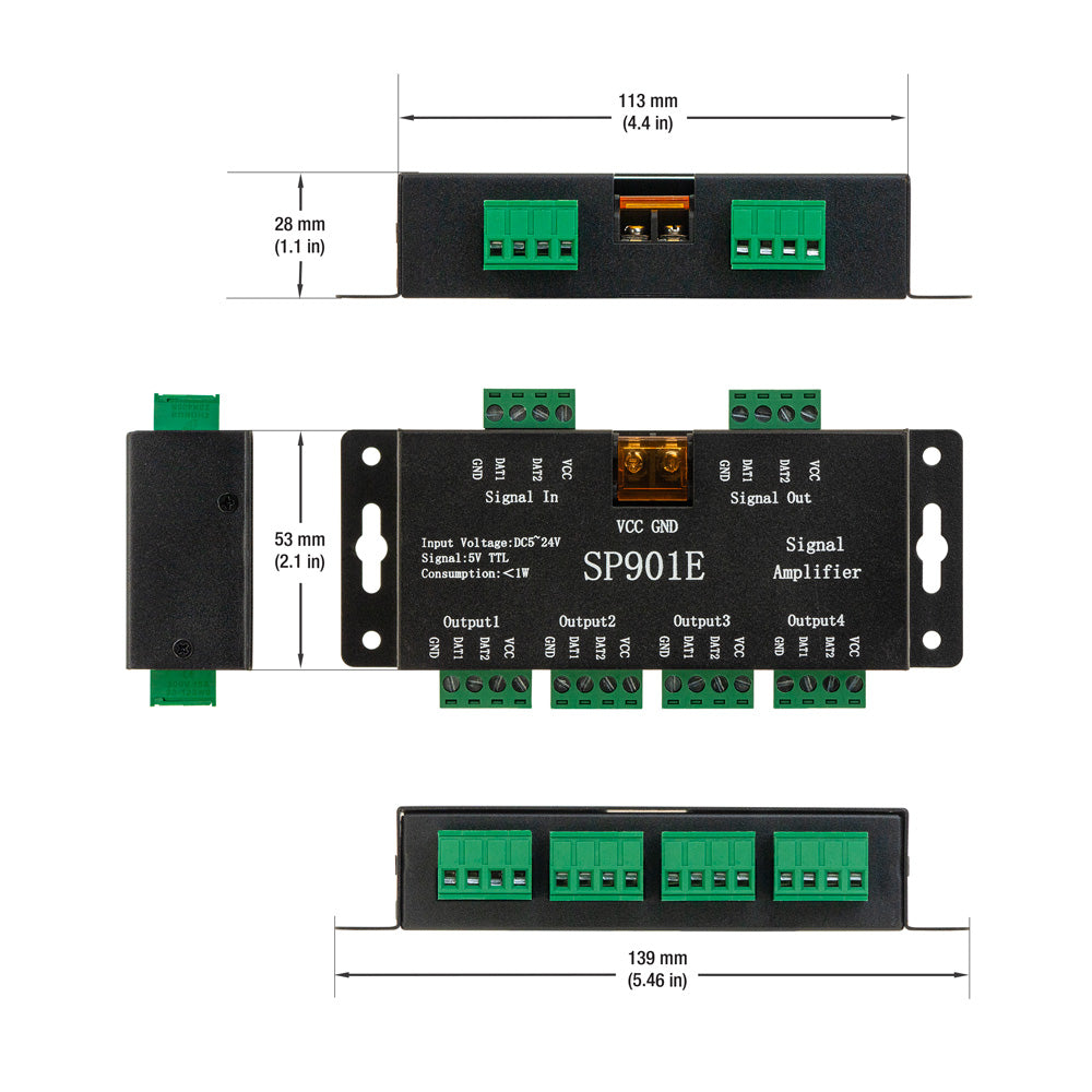 SP901E LED Pixel SPI Signal Amplifier Repeater Addressable LED Strip, Veroboard