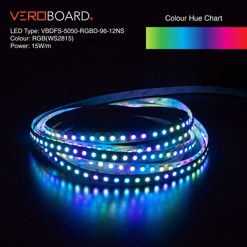 VBDFS-5050-RGBD-96-12-NS Addressable(WS2815) LED Strip, 15W/m(4.5W/ft) RGB Gold PCB