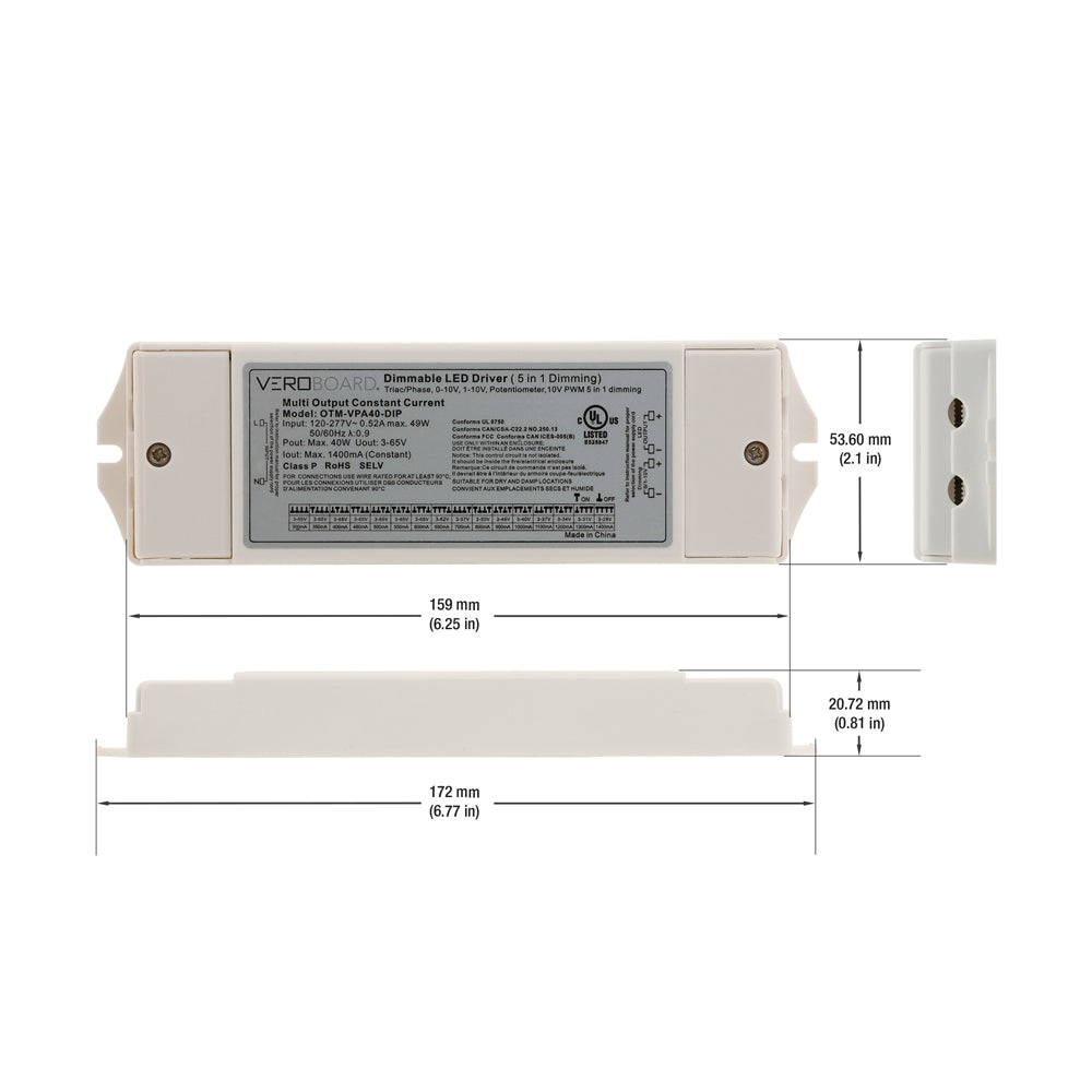 OTM-VPA40-DIP Selectable (5 in 1 Dimming) Constant Current LED Driver 300mA-1400mA 3-65V 40W, veroboard