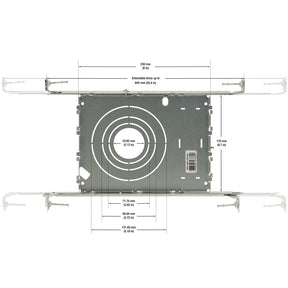VBD-MP-UNV-23345 New Construction Universal Mounting Plate for 2, 3, 3.5, 5 inches with 2 hanger bar, veroboard