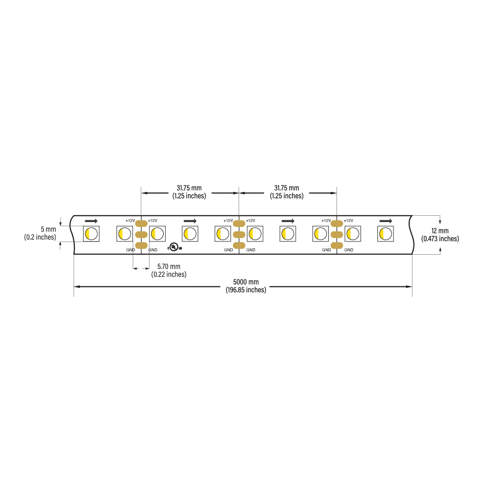 VBDFS-5050-RGBWWD-96-12-NS Addressable(TM1814) LED Strip, 30W/m(9W/ft) RGBWW Gold PCB