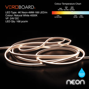 VBDFS-4K-Neon-4MM 168 LED/m Flexible Neon White LED Strip (10 Meter Roll/ 32.8ft), veroboard