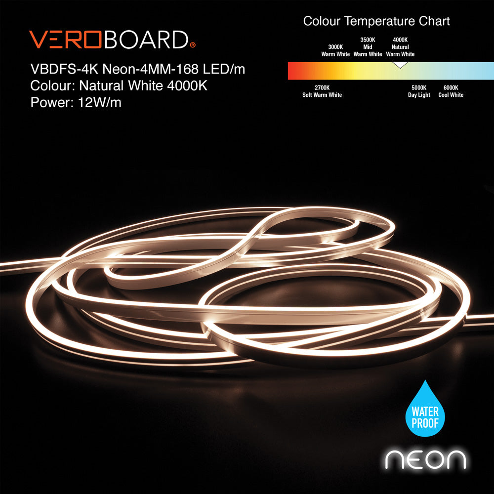 VBDFS-4K-Neon-4MM 168 LED/m Flexible Neon White LED Strip (10 Meter Roll/ 32.8ft)