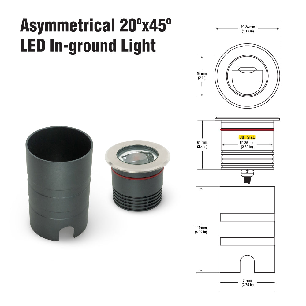 VBD-I-R-3-8W-24V-1D 3 inch outdoor Round Recessed LED Inground Light