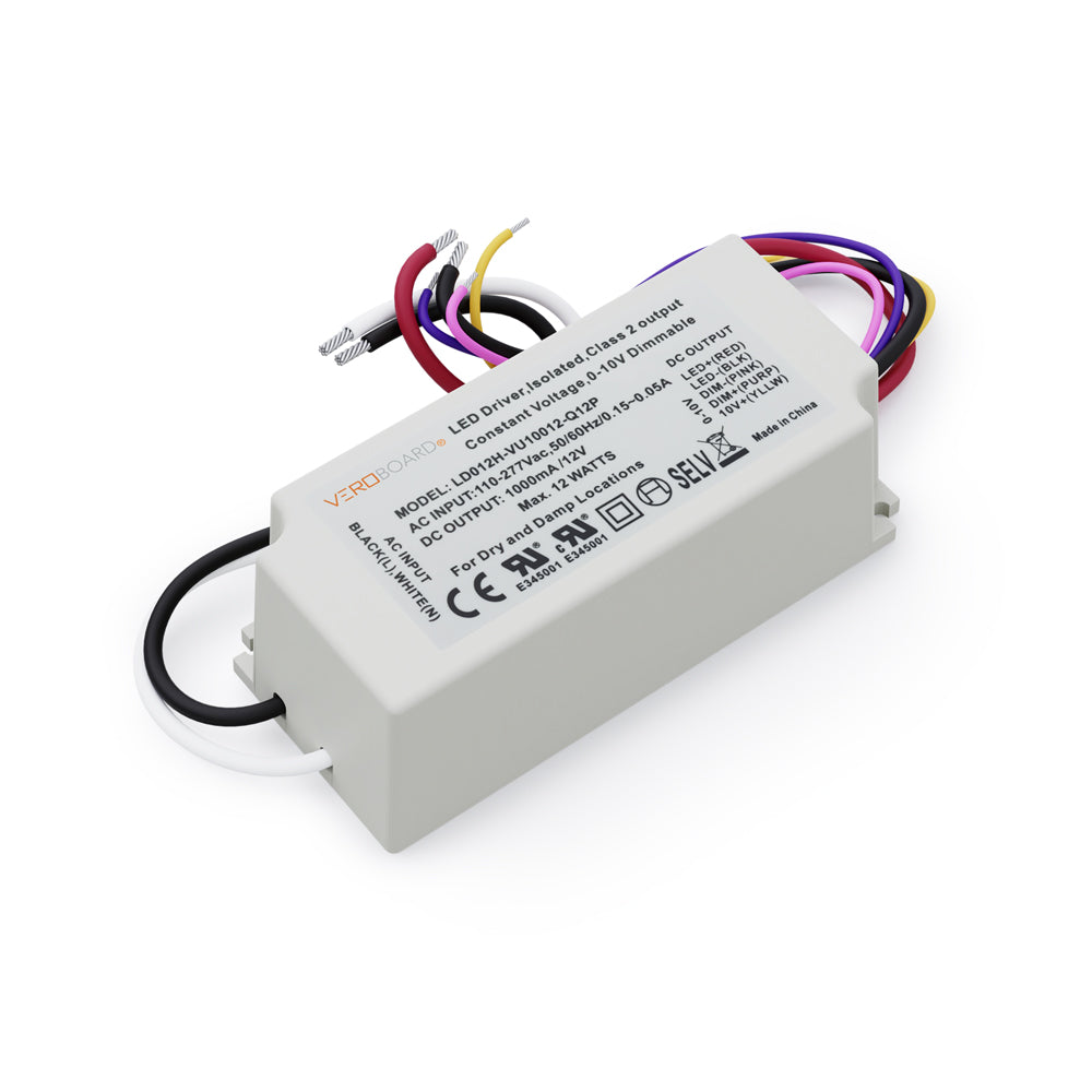 LD012H-VU10012-Q12P 0-10V Dimmable Constant Voltage LED Driver 12V 12W, veroboard