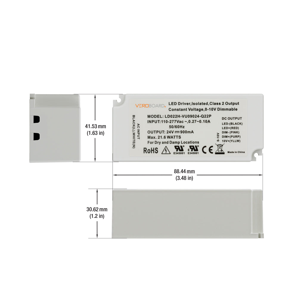 LD022H-VU09024-Q22P 0-10V Dimmable Constant Voltage LED Driver 24V 21.6W, veroboard