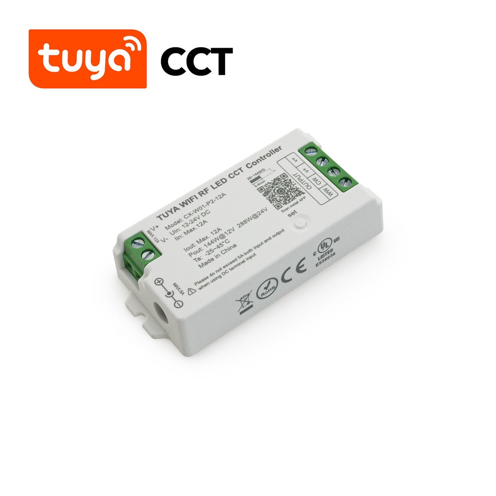 CX-W01-P2-12A-CCT, RF LED Light CCT Receiver, 2 channel + Tuya App