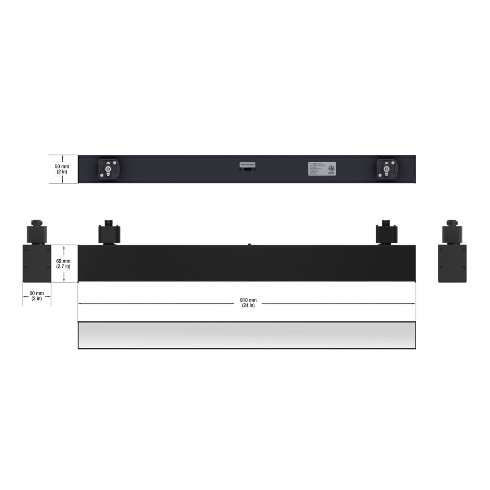 VBD-LW-TRL30W-BK LED 2ft Linear Track Light Head H-Type