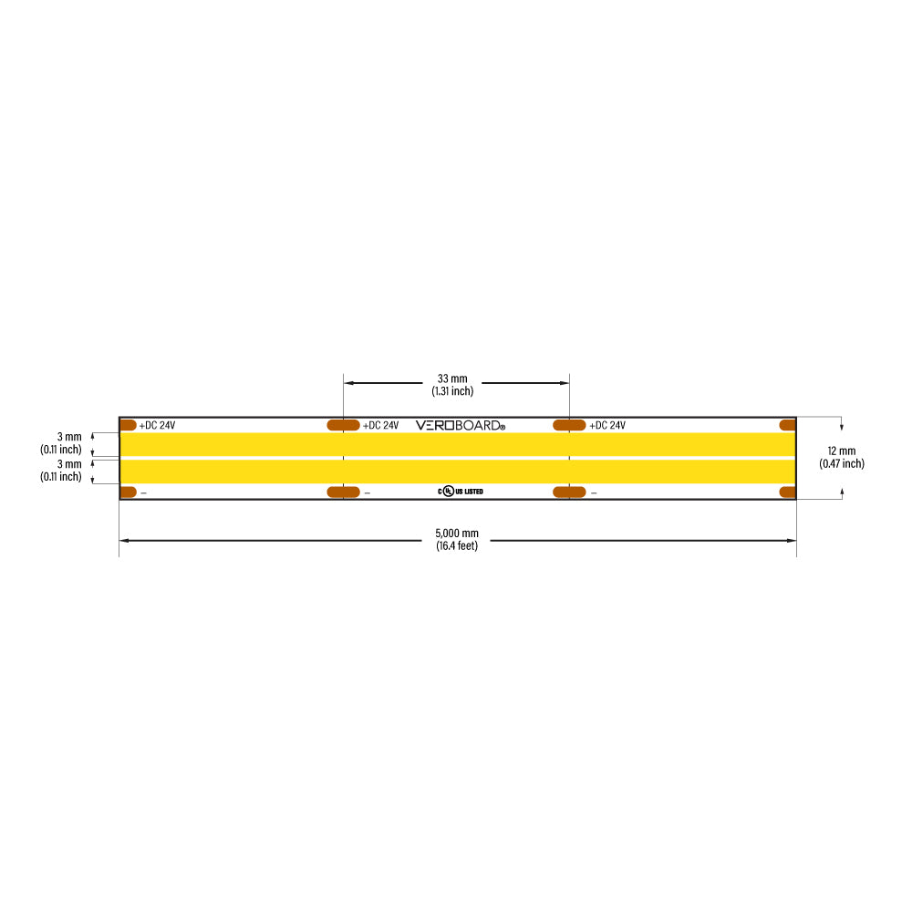 VBDFS-COB960W7-xxxx-24S, Double Run 2180Lm/m(665Lm/ft) 20W/m(6.6W/ft) CCT(2.7K, 3K, 3.5K)