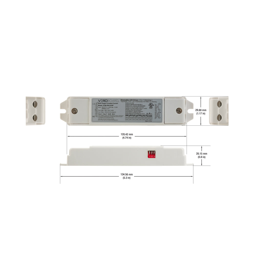 OTM-VPA10-DIP Selectable (5 in 1 Dimming) Constant Current LED Driver 100mA~450mA 3-42V 10W