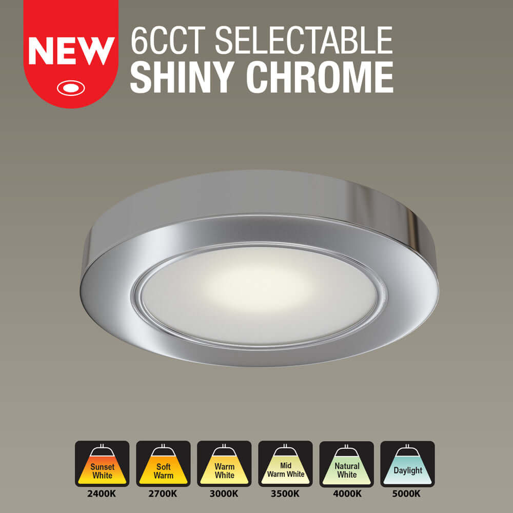 VBUN-2R25-1224V-6CCT-Chrome Cabinet Light 12-24V 2.7W 6CCT