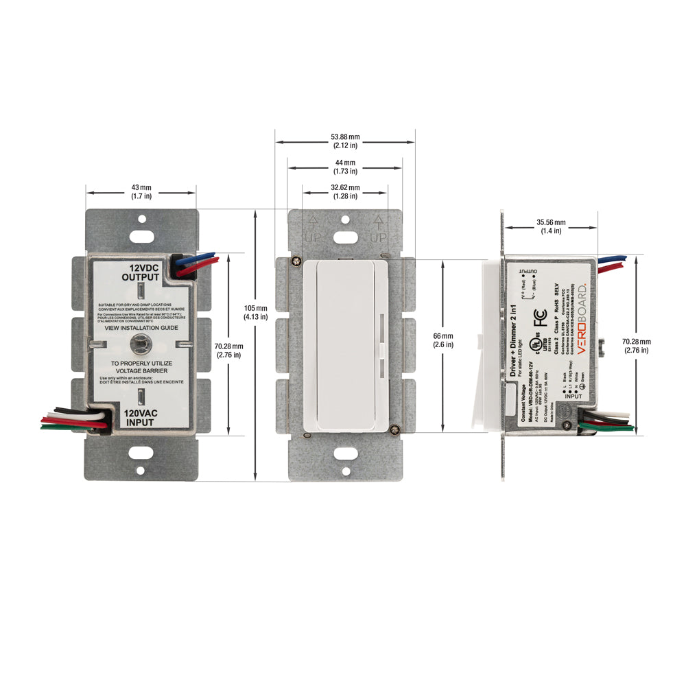 VBD-DR-DIM-60-12V Dimmer+Driver 2in1 60W 12V class2. Single pole/ 3Way