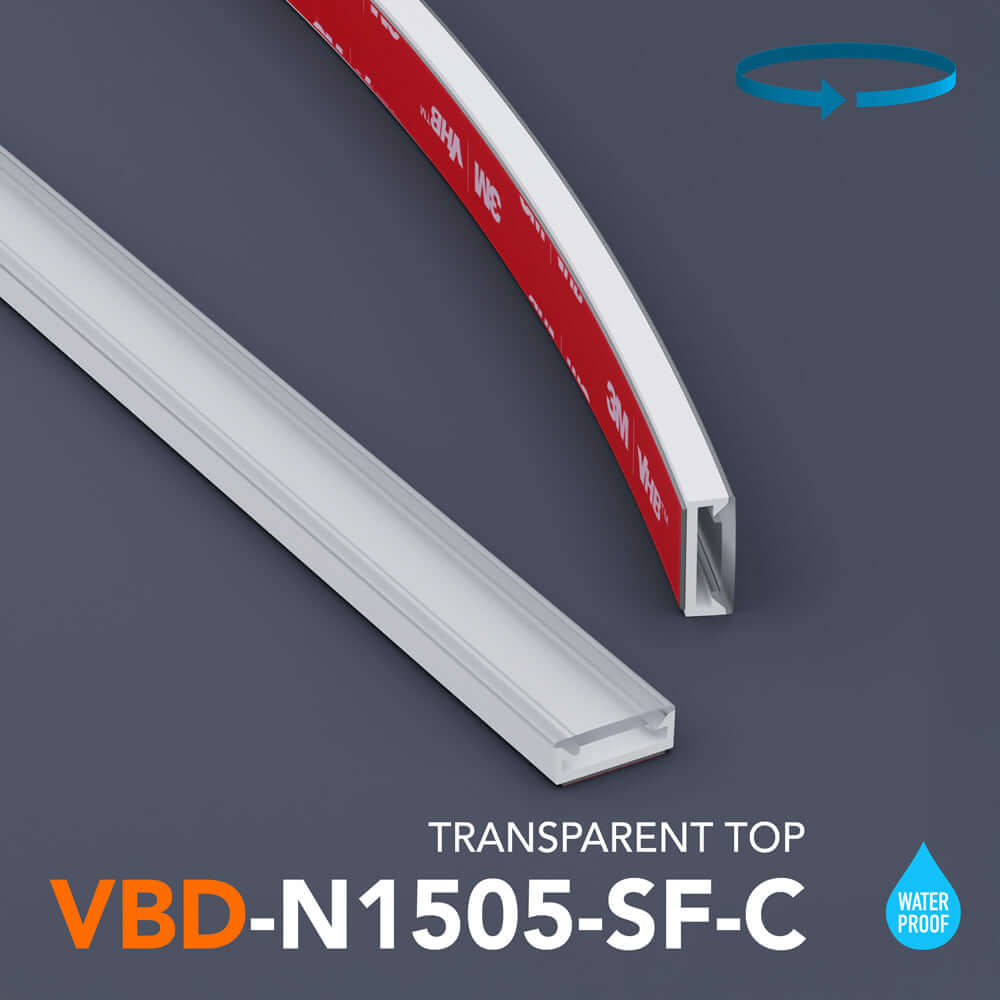 VBD-N1505-SF-C White Silicone Flexible LED Neon channel Transparent (Clear) top