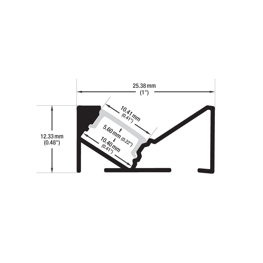 VBD-CH-K2B 45-degree Black LED Aluminum Channel