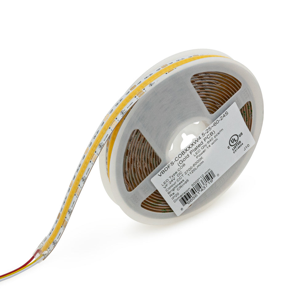 VBDFS-COBXXXW4.5-25~60-24S COB Hybrid Adjustable Color Temperature LED Strip, 14W/m(4.5W/ft)